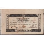 Siege of Erfurt, 12 Groschen, 1 November 1813, serial number 1753, with two impressed...