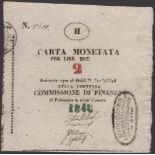 Siege of Palmanova, 2 Lire, 1848, serial number 2601, four manuscript signatures, a superb...