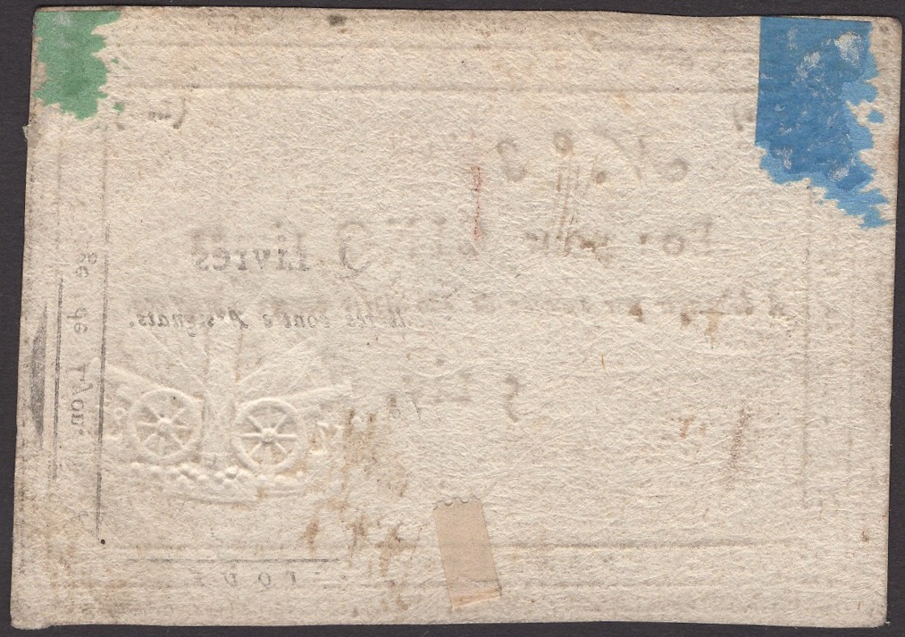 Siege of Lyon, 5 Livres, ND (1793), serial number 8071, manuscript signature at left,... - Bild 2 aus 2