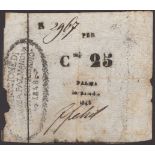 Siege of Palmanova, 25 Centesimi, 1848, serial number 2967, one manuscript signature,...