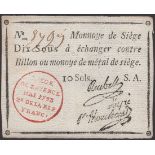 Siege of Mayence, 10 Sous, second issue, May 1793, serial number 8797, three printed...
