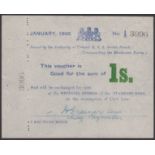 Siege of Mafeking, 1 Shilling, January 1900, serial number A3996, perforated left margin...