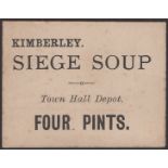 Siege of Kimberley, soup ticket for 4 pints at Town Hall depot, type 1, ND (1899-1900),...