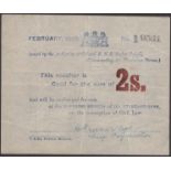 Siege of Mafeking, 2 Shillings, February 1900, serial number B9531, Civil with both dots...