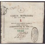 Siege of Palmanova, 1 Lira (2), printed values, 1848, serial numbers 1381 and 2652, four...