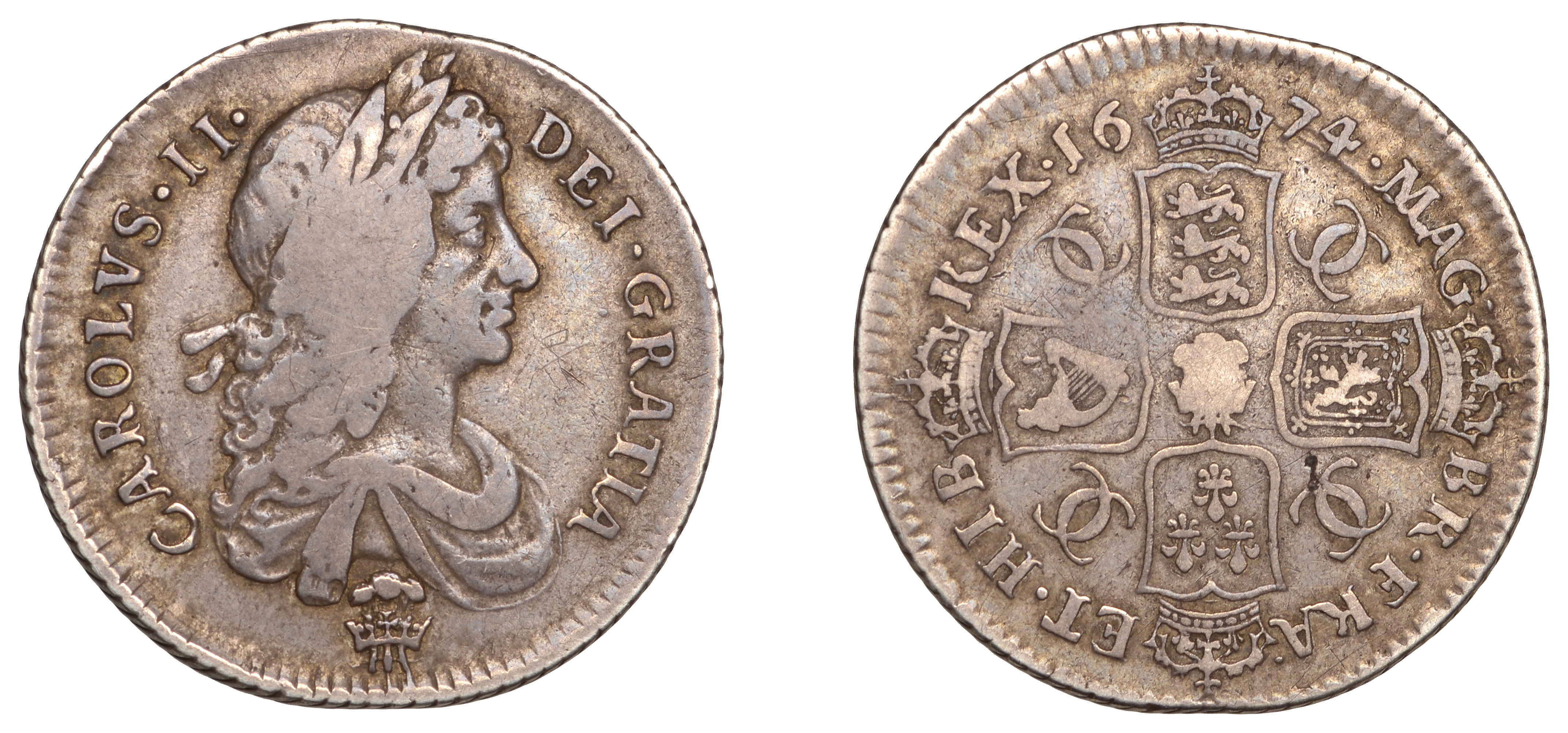 Charles II (1660-1685), Shilling, 1674, second bust, plume below (ESC 526; S. 3376). Struck...