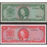 Central Bank of Trinidad and Tobago, $1, 1964, serial number G389896, Pierce signature, $5,...