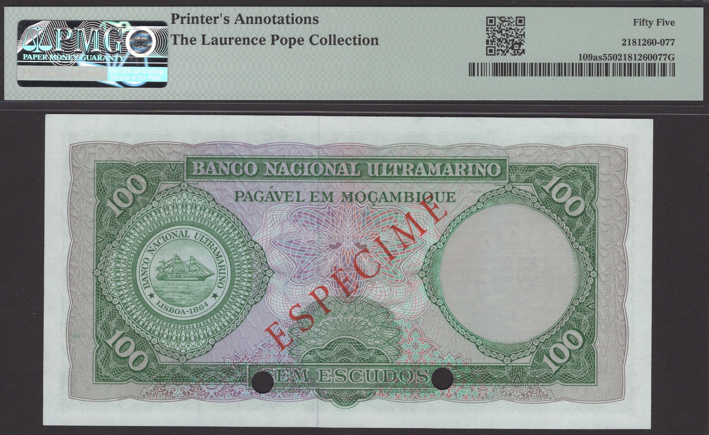 Banco Nacional Ultramarino, Mozambique, specimen 100 Escudos (3 notes), 27 March 1961,... - Image 4 of 4