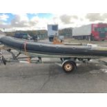 Rib boat ex rescue it needs a new 100 hp motor to bolt straight on also note the trailer does not