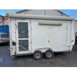 Trailer that was used for shows come complete with three awnings tows lights but needs a tad