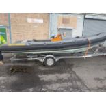 Rib boat ex rescue it needs a new 100 hp motor to bolt straight on also note the trailer does not