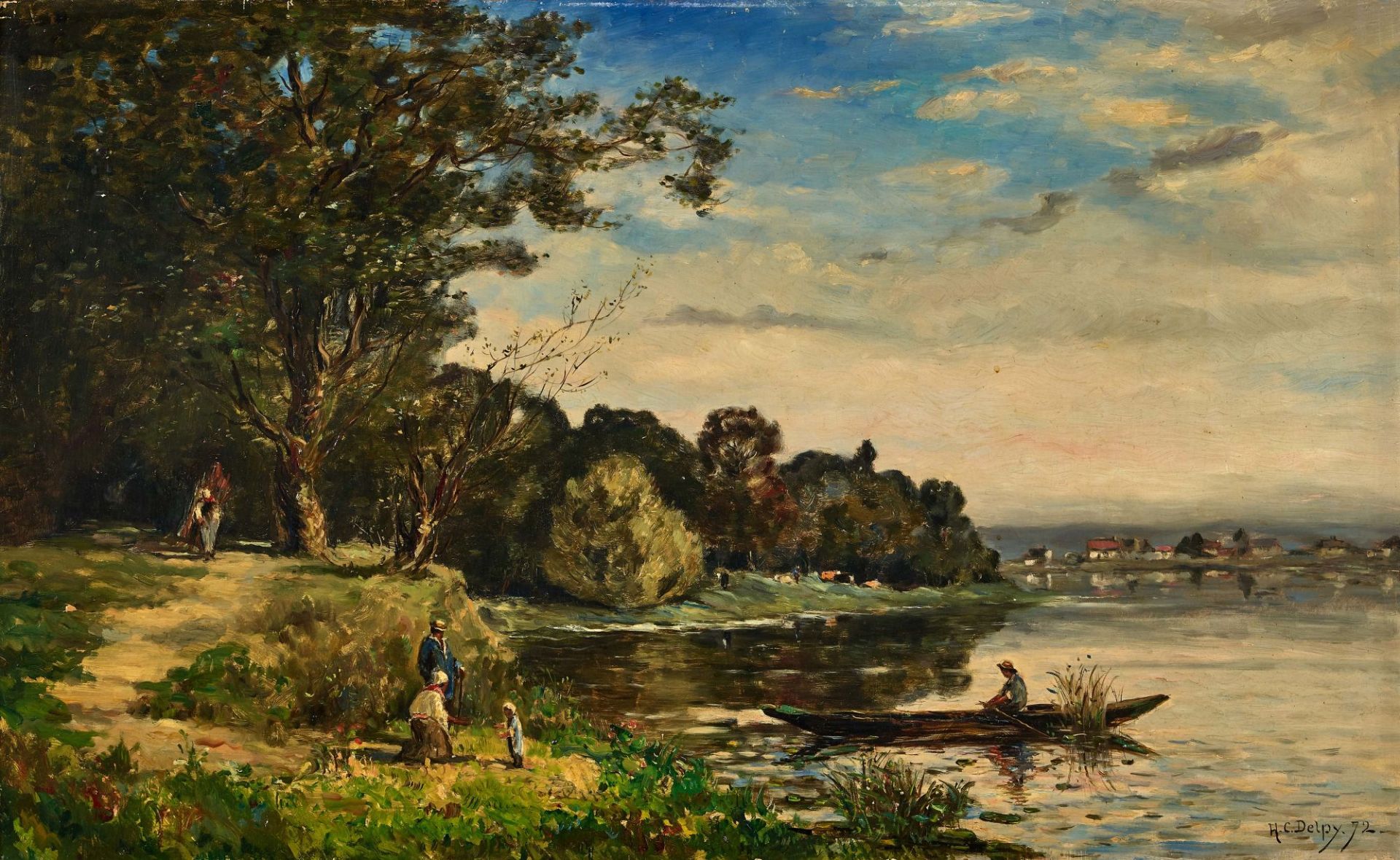 DELPY, HIPPOLYTE CAMILLE: Sommerliche Flusslandschaft.