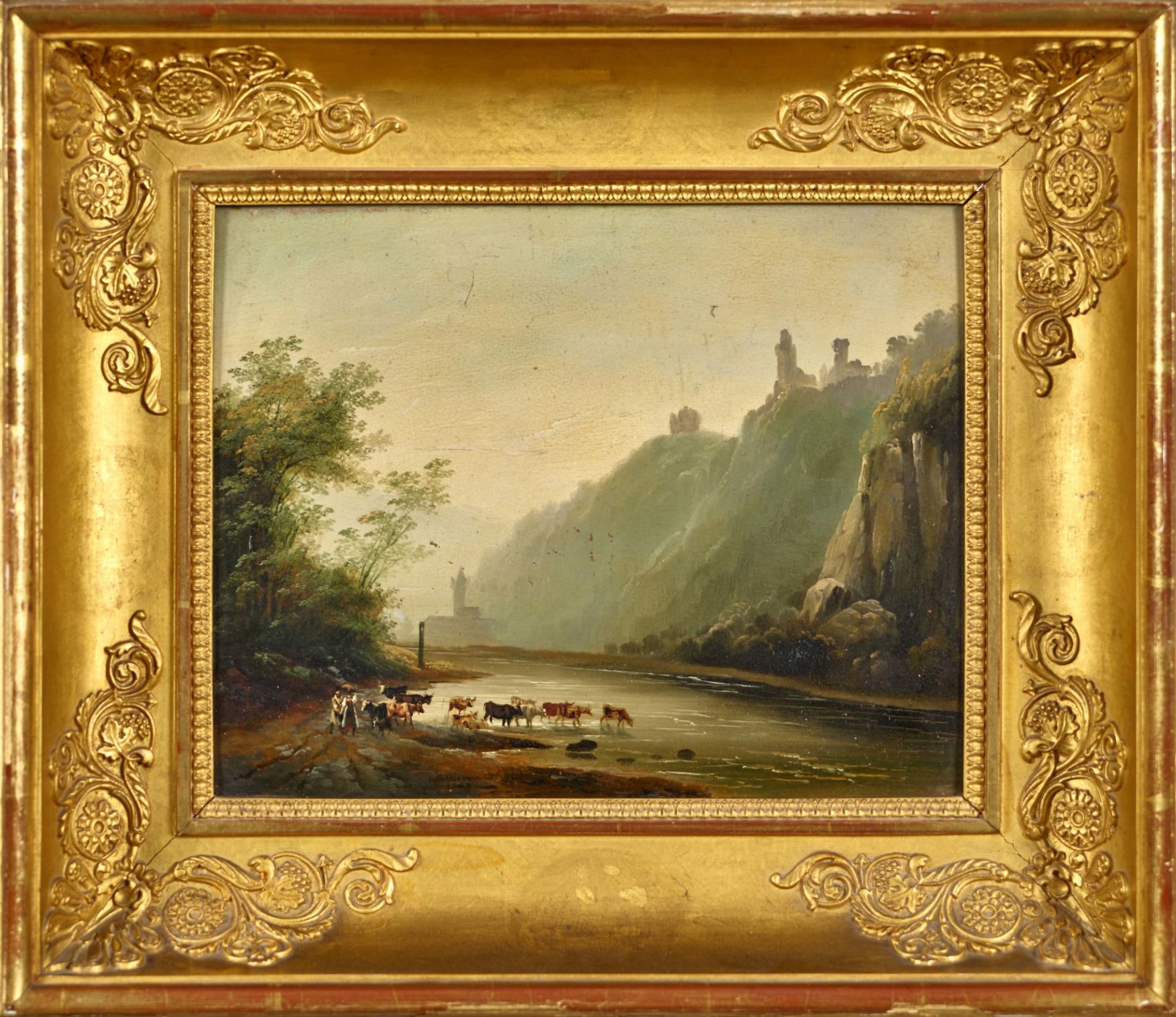 VOLMAR, CARL FRANZ RUDOLF: Flusslandschaft. / Blick auf die Blüemlisalp und Niesen. - Bild 3 aus 4