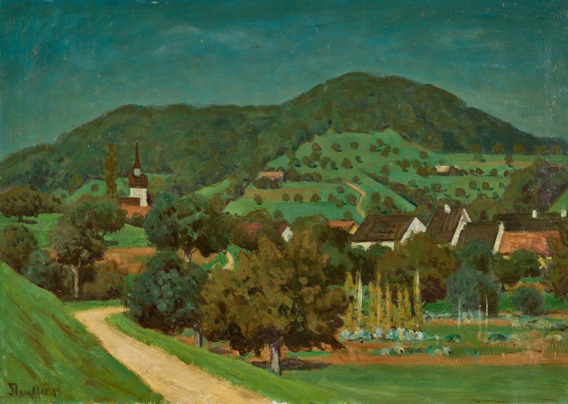 STAUFFER, FRED: Sommerliche Emmentaler Landschaft.