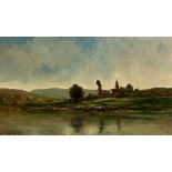 DAUBIGNY, KARL PIERRE: Paysage lacustre.