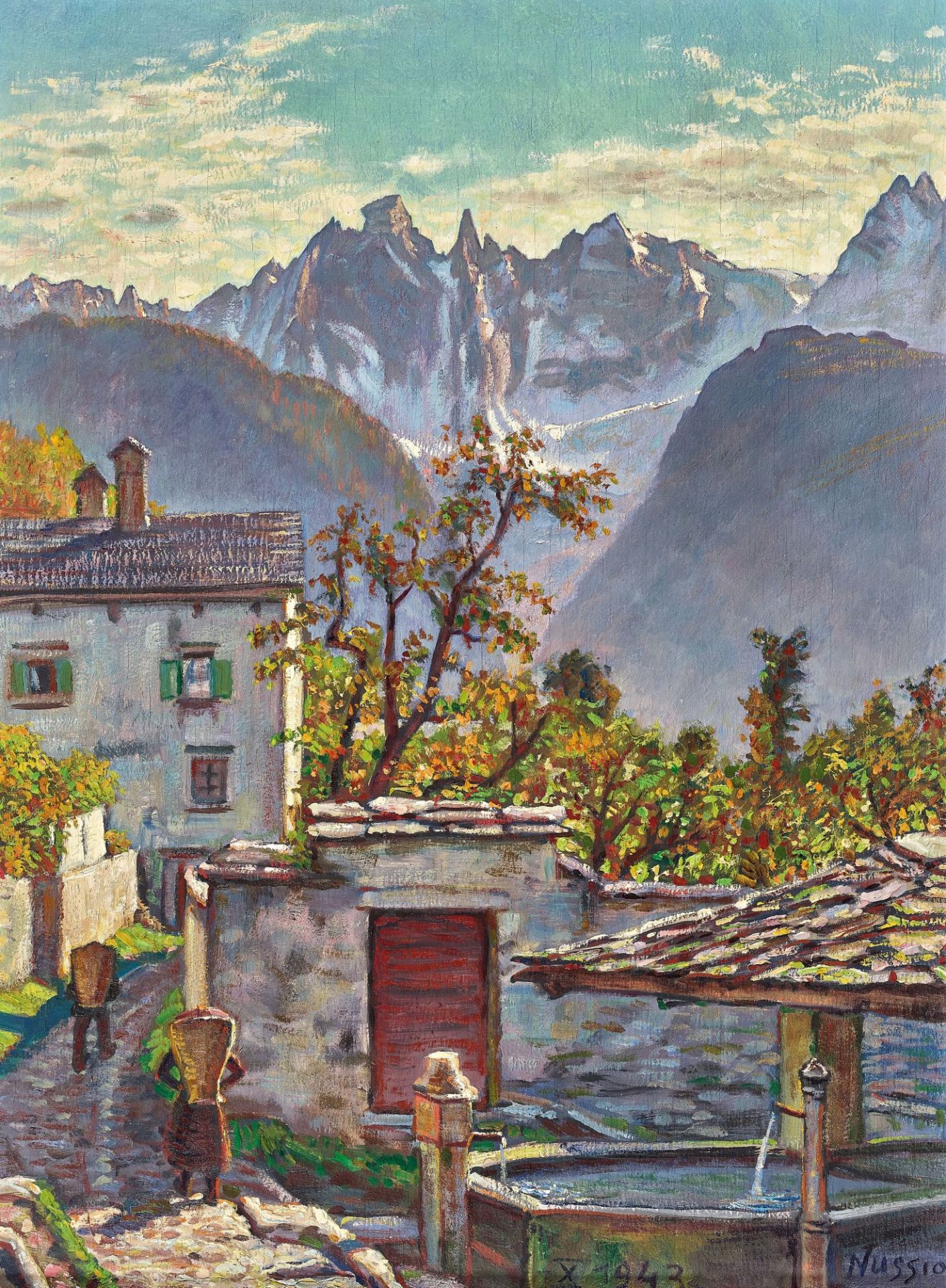 NUSSIO, OSCAR: "Dorfbrunnen in Soglio".