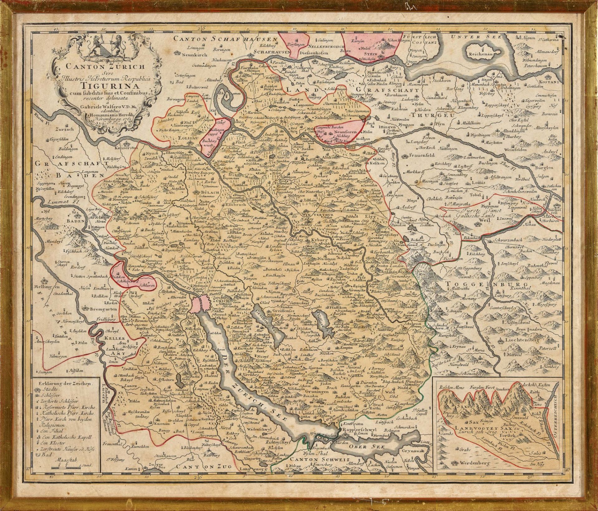 HOMANNS ERBEN, WALSER, GABRIEL: "Canton Zürich sive illustris Helvetiorum Respublica Tigurina". - Image 2 of 2