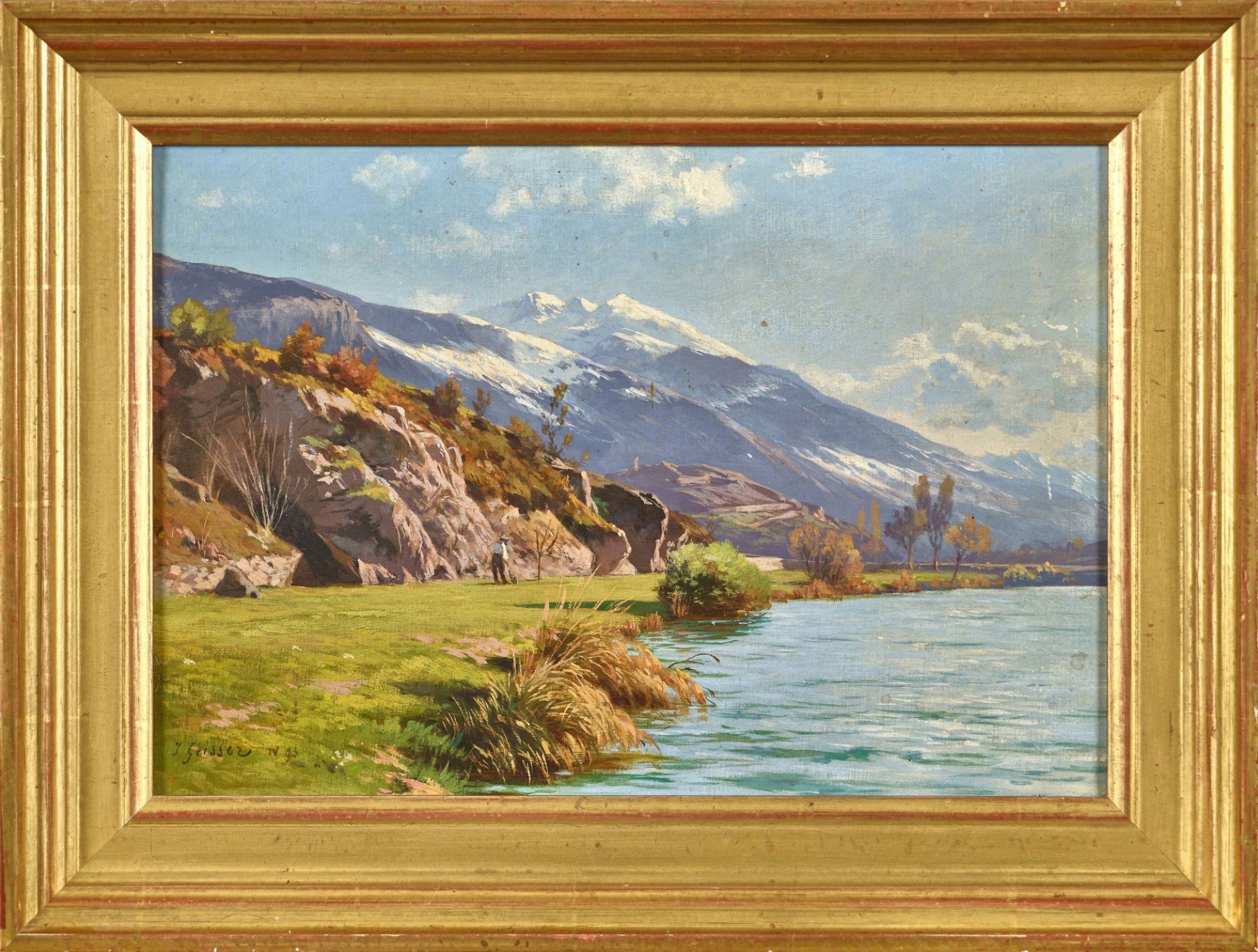 GEISSER, JOHANN JOSEPH: Landschaft mit Bergen im Vorfrühling. - Bild 2 aus 2