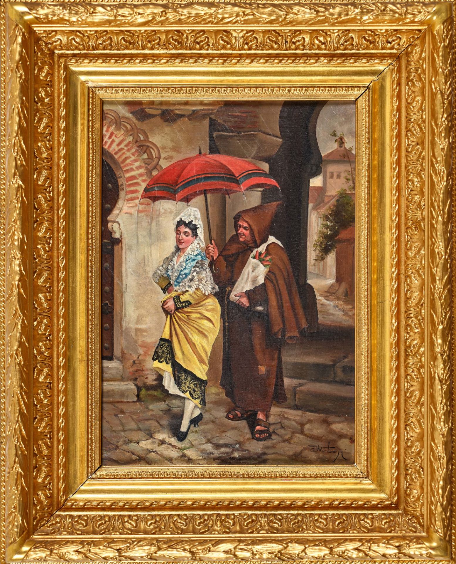 WEBER, ALFRED CHARLES: Mönch mit Dame unter dem Schirm. - Bild 2 aus 2