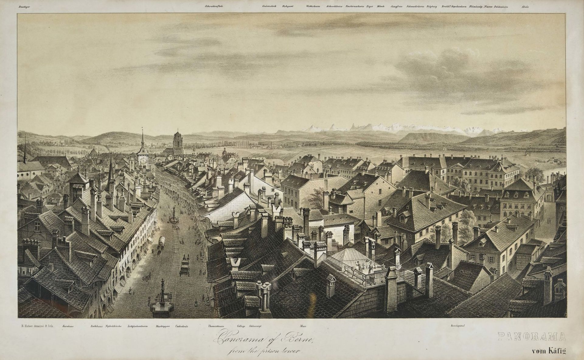 HUBER, RUDOLF: "Panorama of Berne from the prison Tower".
