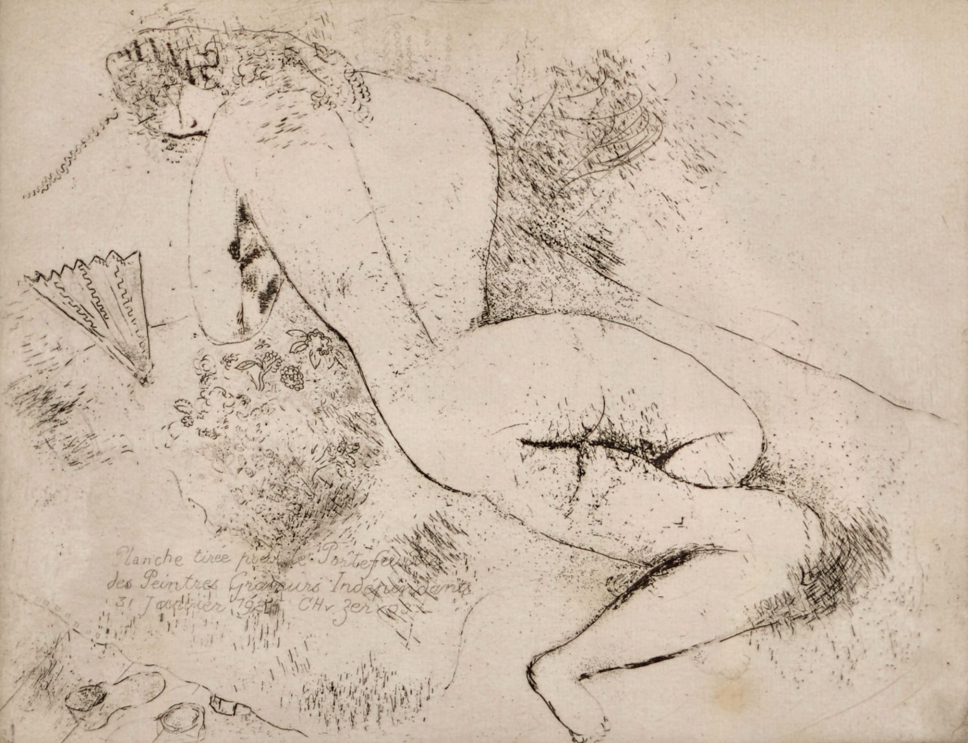 CHAGALL, MARC: "Akt mit Fächer".