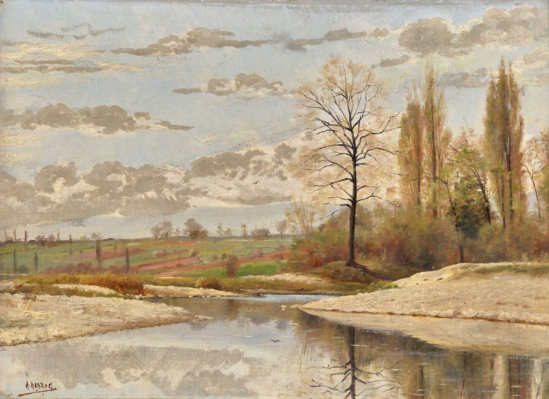 HERZOG, ARTHUR CHARLES HENRI: Flusslandschaft im Herbst.