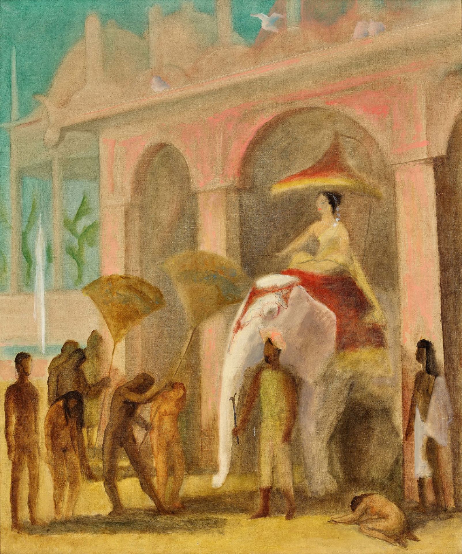 FRANKREICH, 19./20. JH.: Indische Szene mit Elefant.