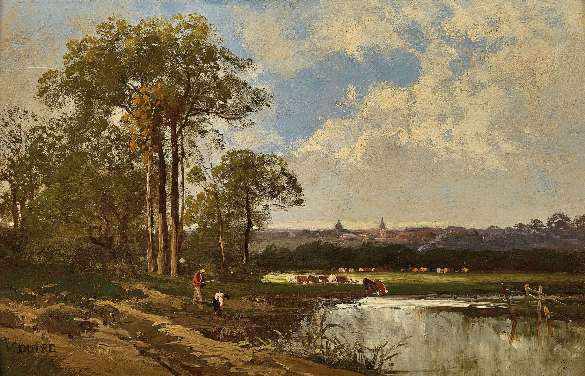 DUPRÉ, LÉON VICTOR, Umkreis - Circle: Sommerliche Flusslandschaft.