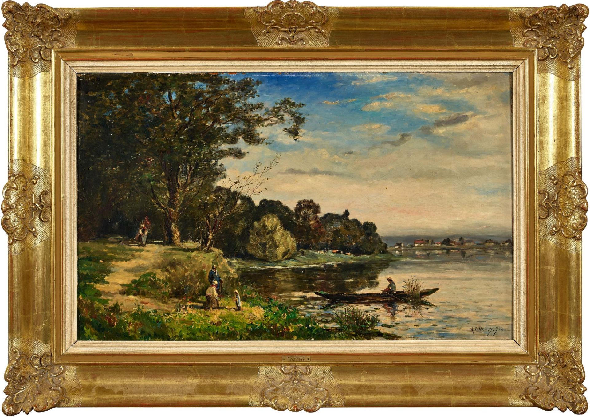 DELPY, HIPPOLYTE CAMILLE: Sommerliche Flusslandschaft. - Bild 2 aus 2