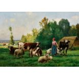 DUPRÉ, JULIEN: Laitière avec vaches et moutons.