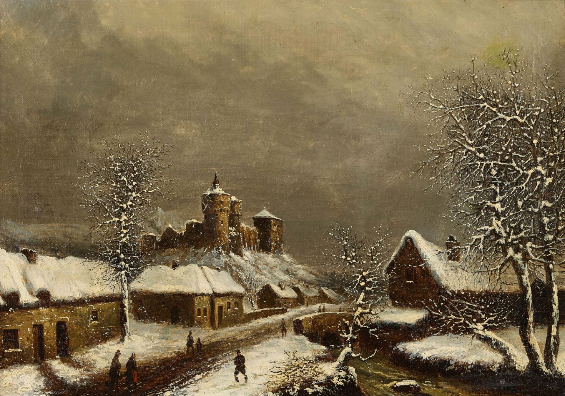 MALLEBRANCHE, LOUIS CLAUDE: Paysage hivernal à la citadelle.