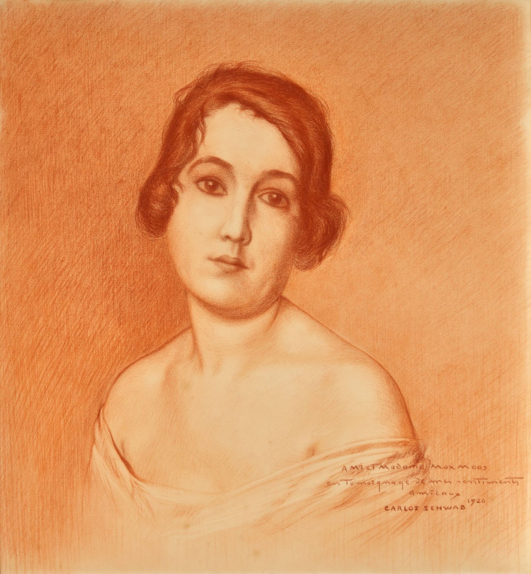 SCHWABE, CARLOS (EIGTL. SCHWABE, ÉMILE MARTIN CHARLES): "Portrait de Madame Moos".