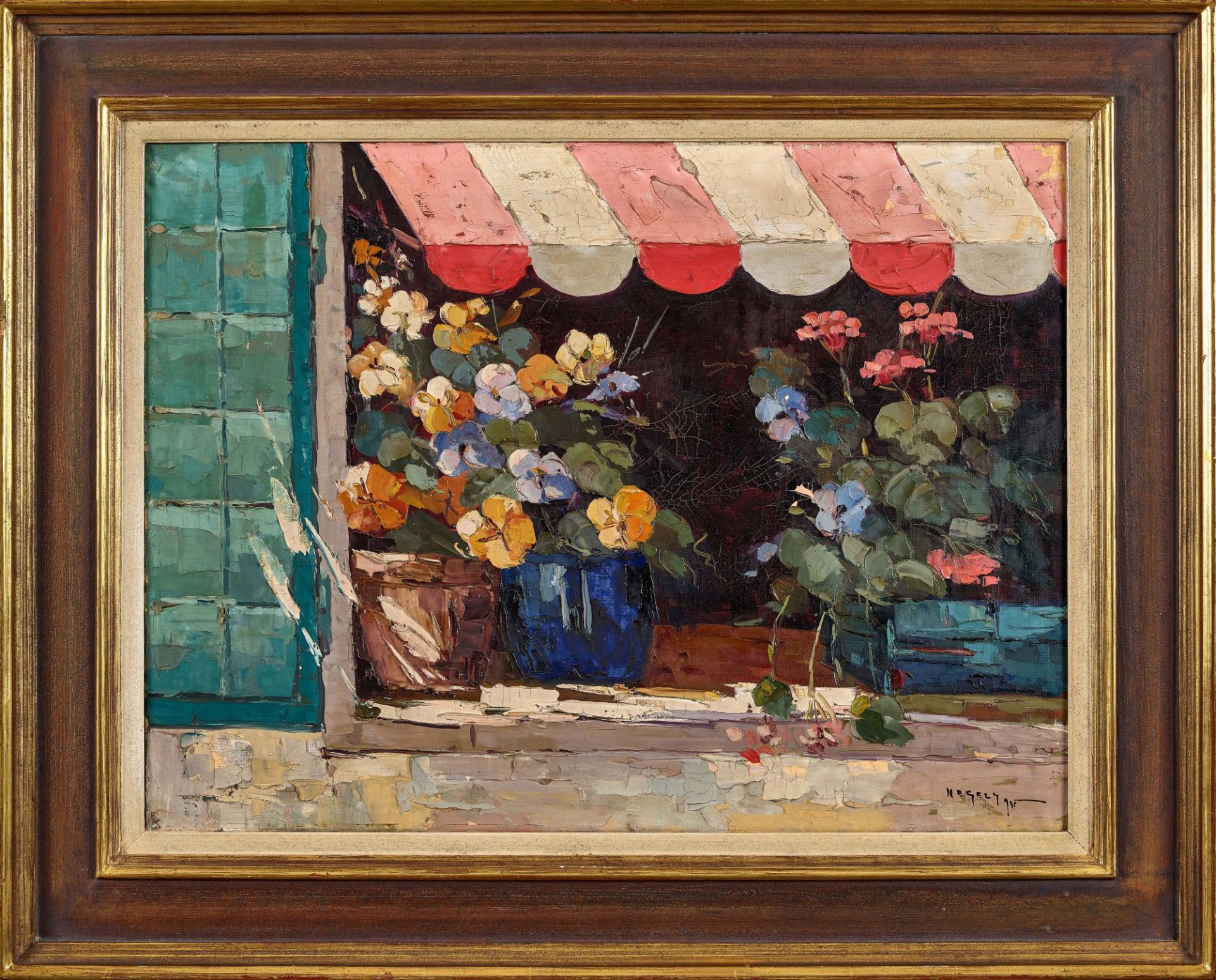 NÉGELY, RUDOLF: Blumen im Fensterausschnitt. - Image 2 of 2