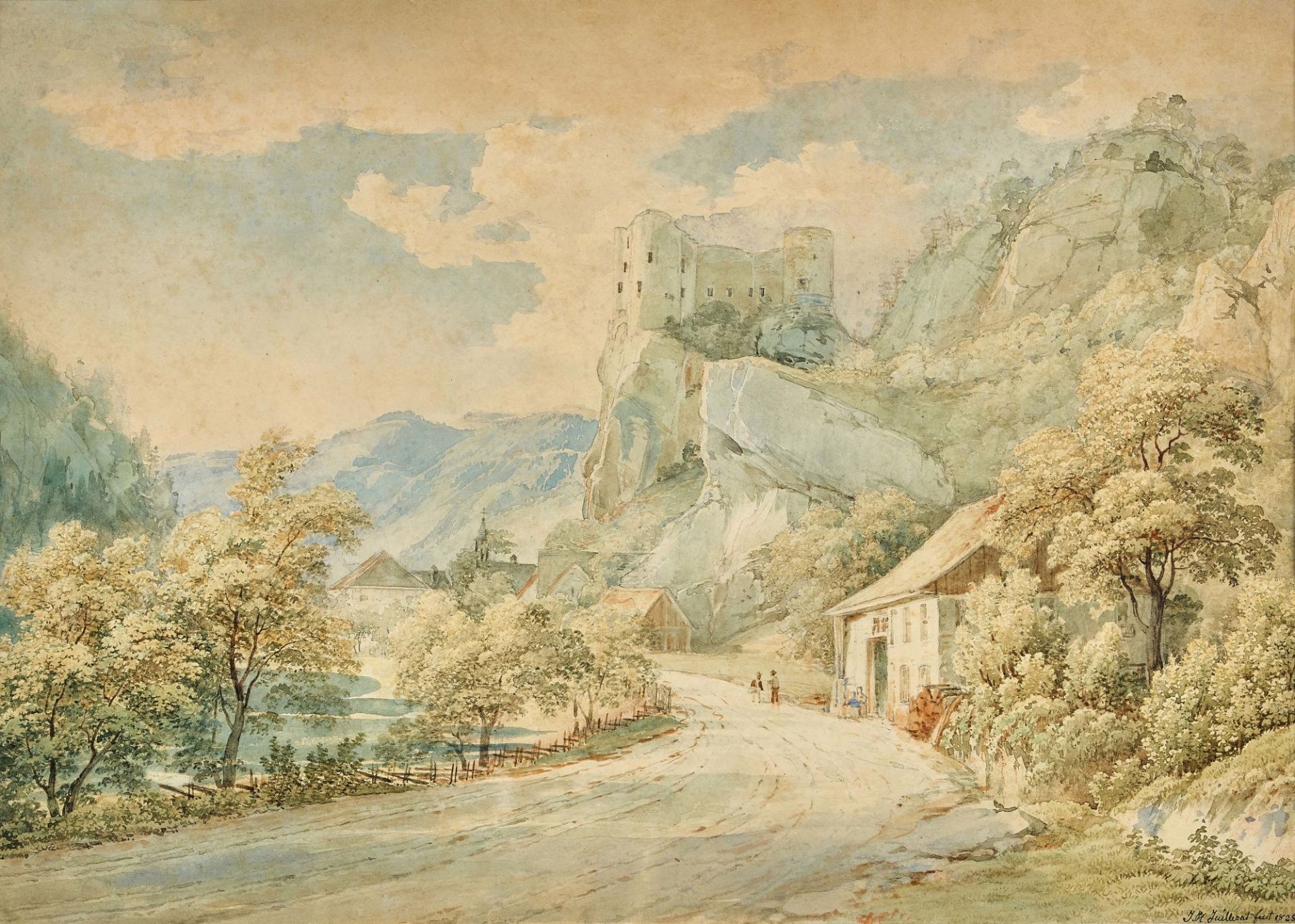 JUILLERAT, JACQUES-HENRI: Gebirgslandschaft mit Burgruine.