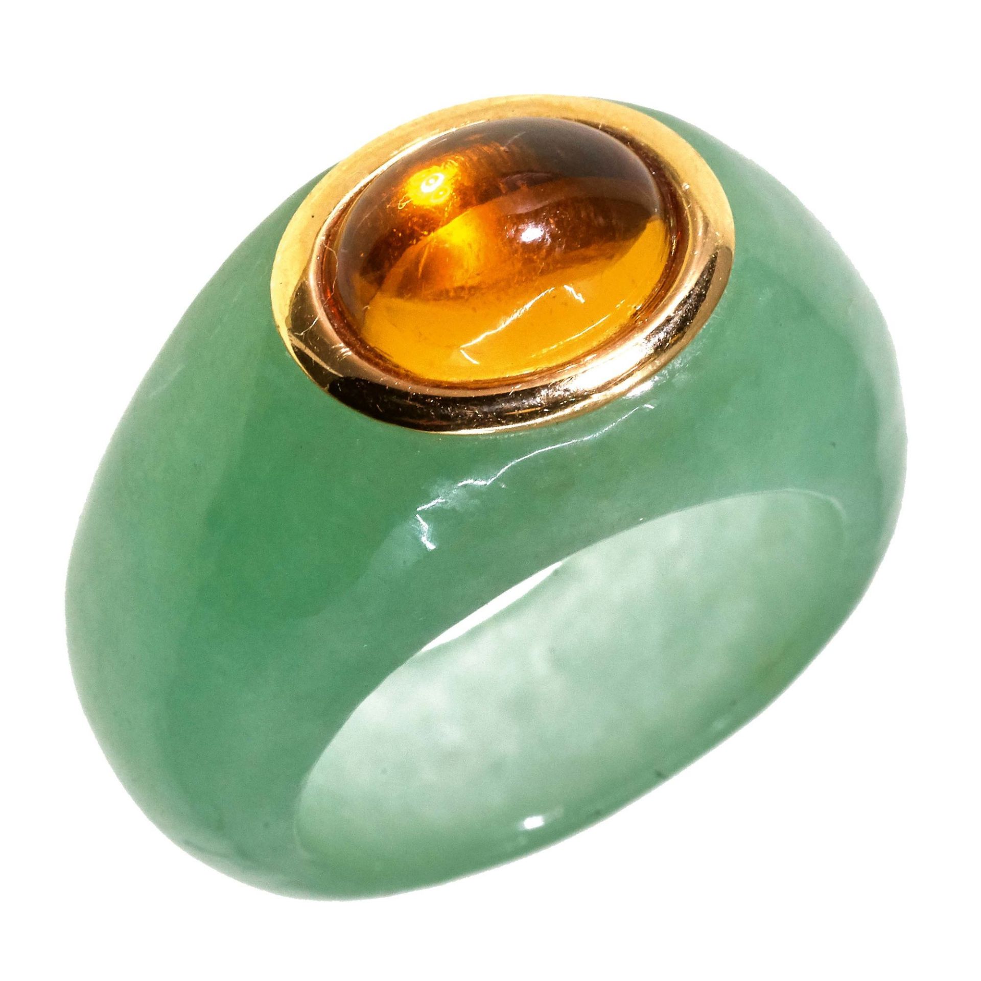 CITRIN-JADE-RING