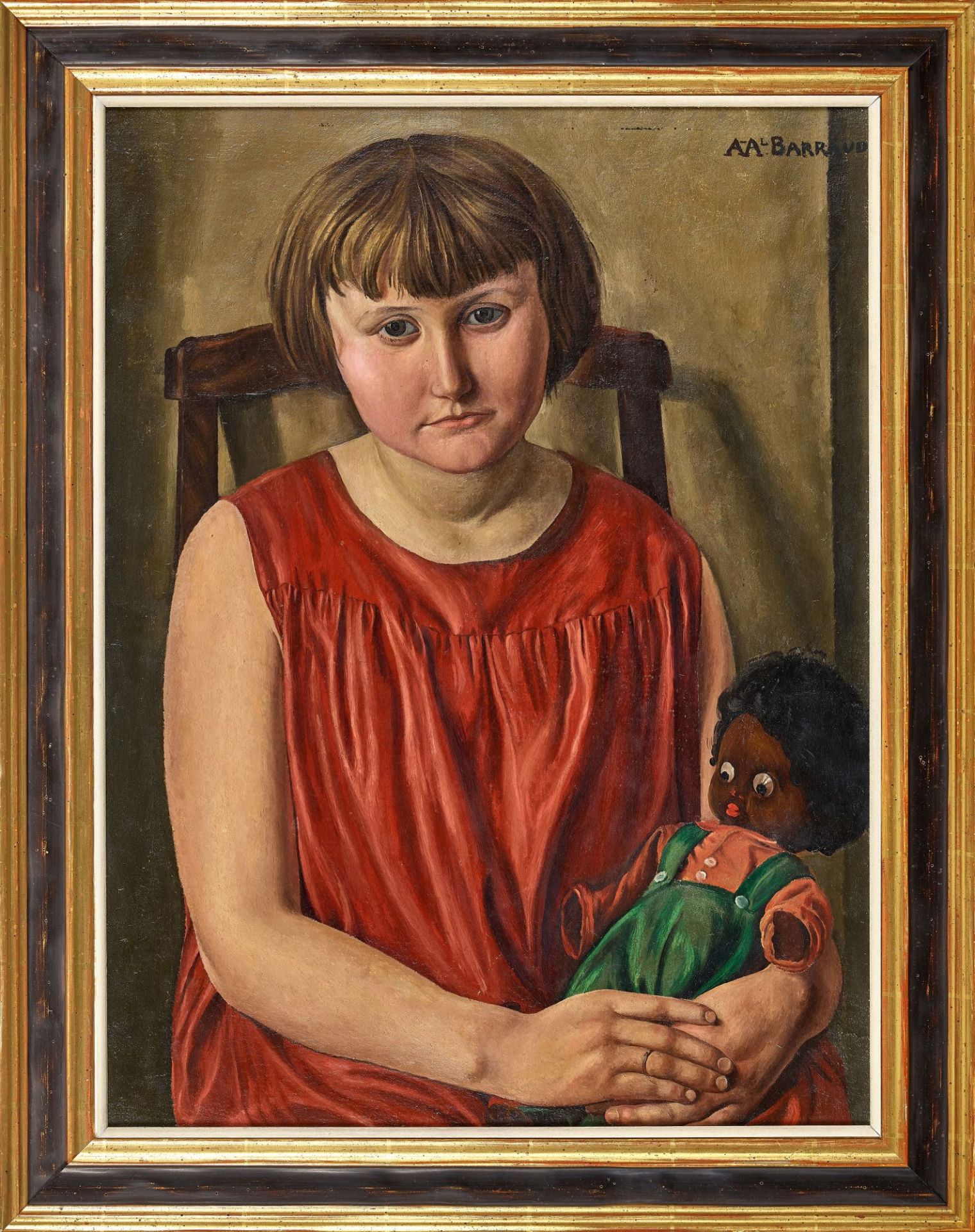 BARRAUD, AURÈLE-RENÉ: Sitzendes Mädchen mit Puppe. - Image 2 of 2