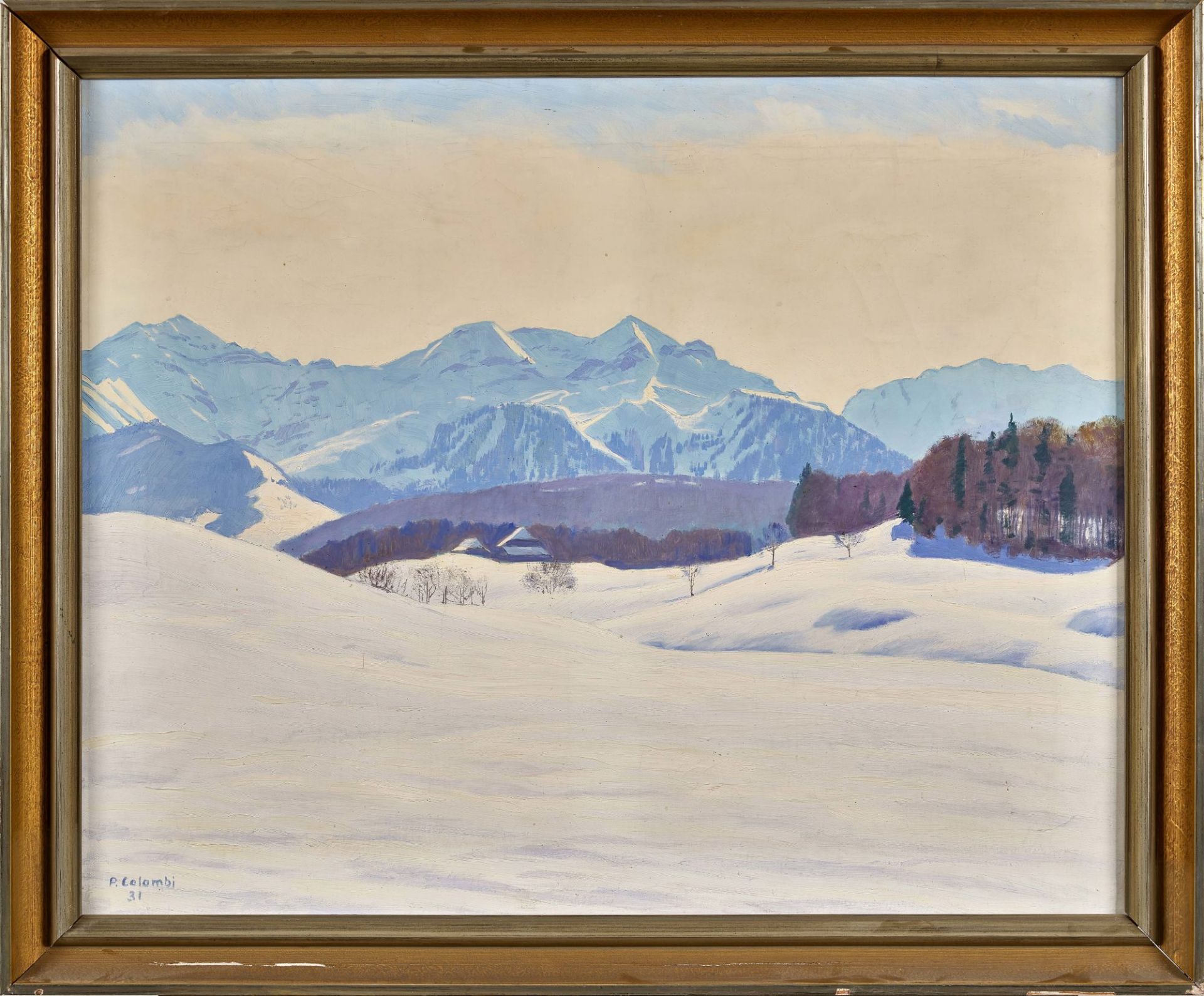 COLOMBI, PLINIO: Winterlandschaft im Berner Oberland. - Image 2 of 2