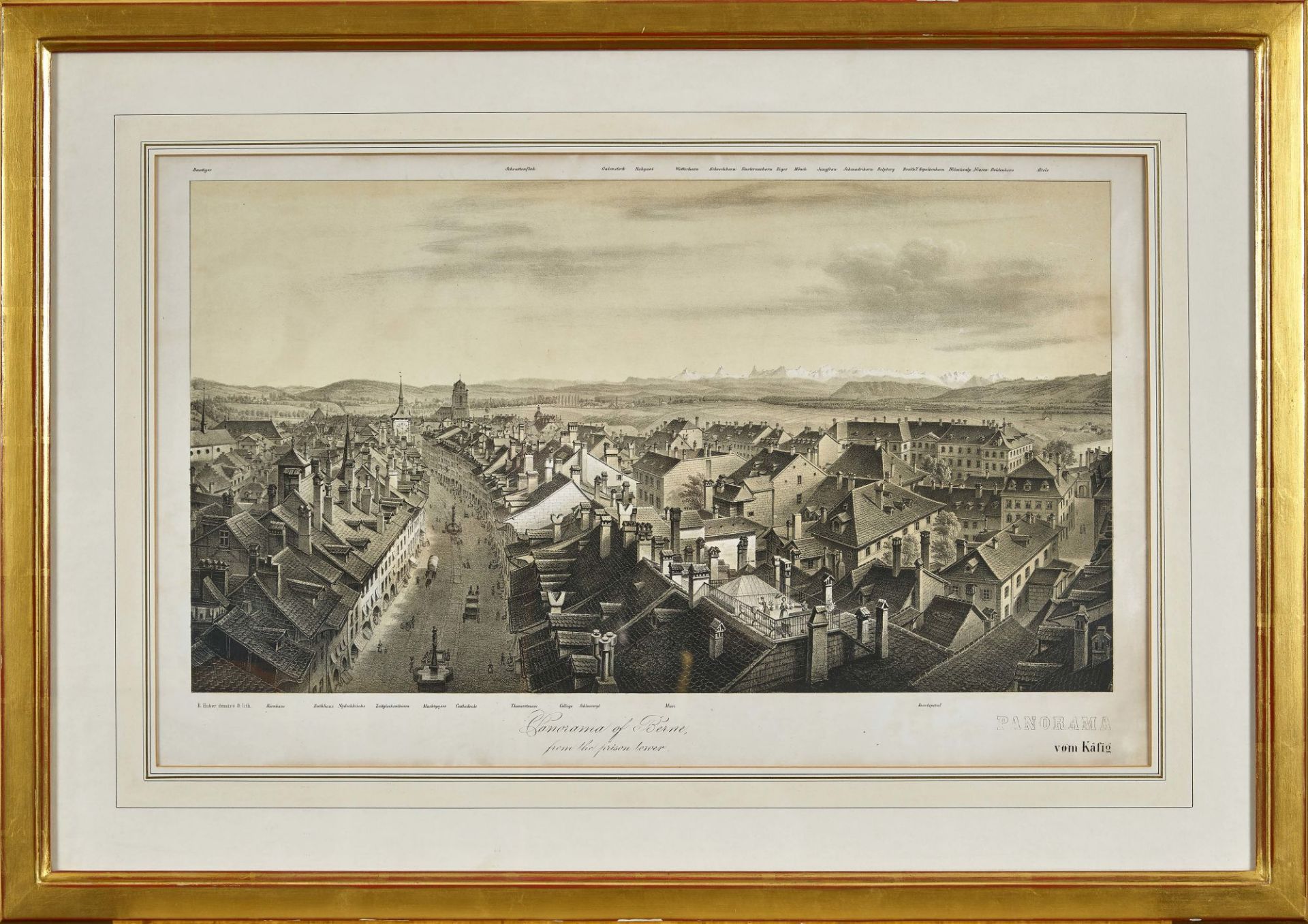 HUBER, RUDOLF: "Panorama of Berne from the prison Tower". - Bild 2 aus 2