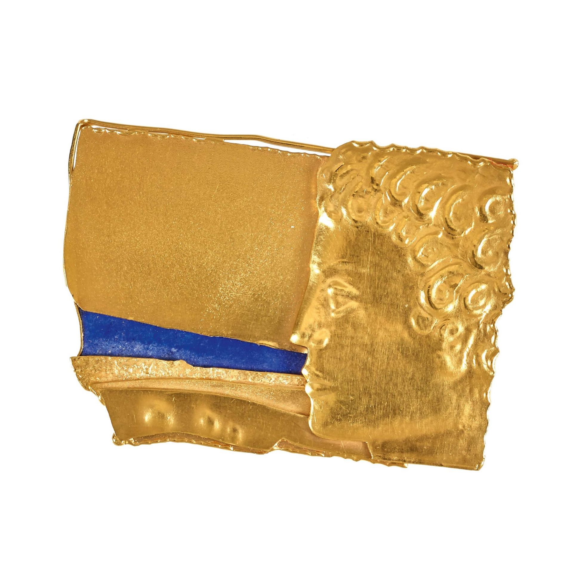 LAPISLAZULI-GOLD-BROSCHE