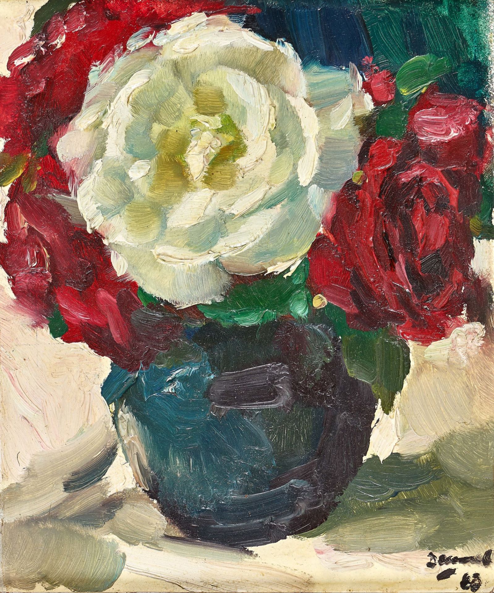 DEMMEL, WILLIBALD: Rosen in Vase.