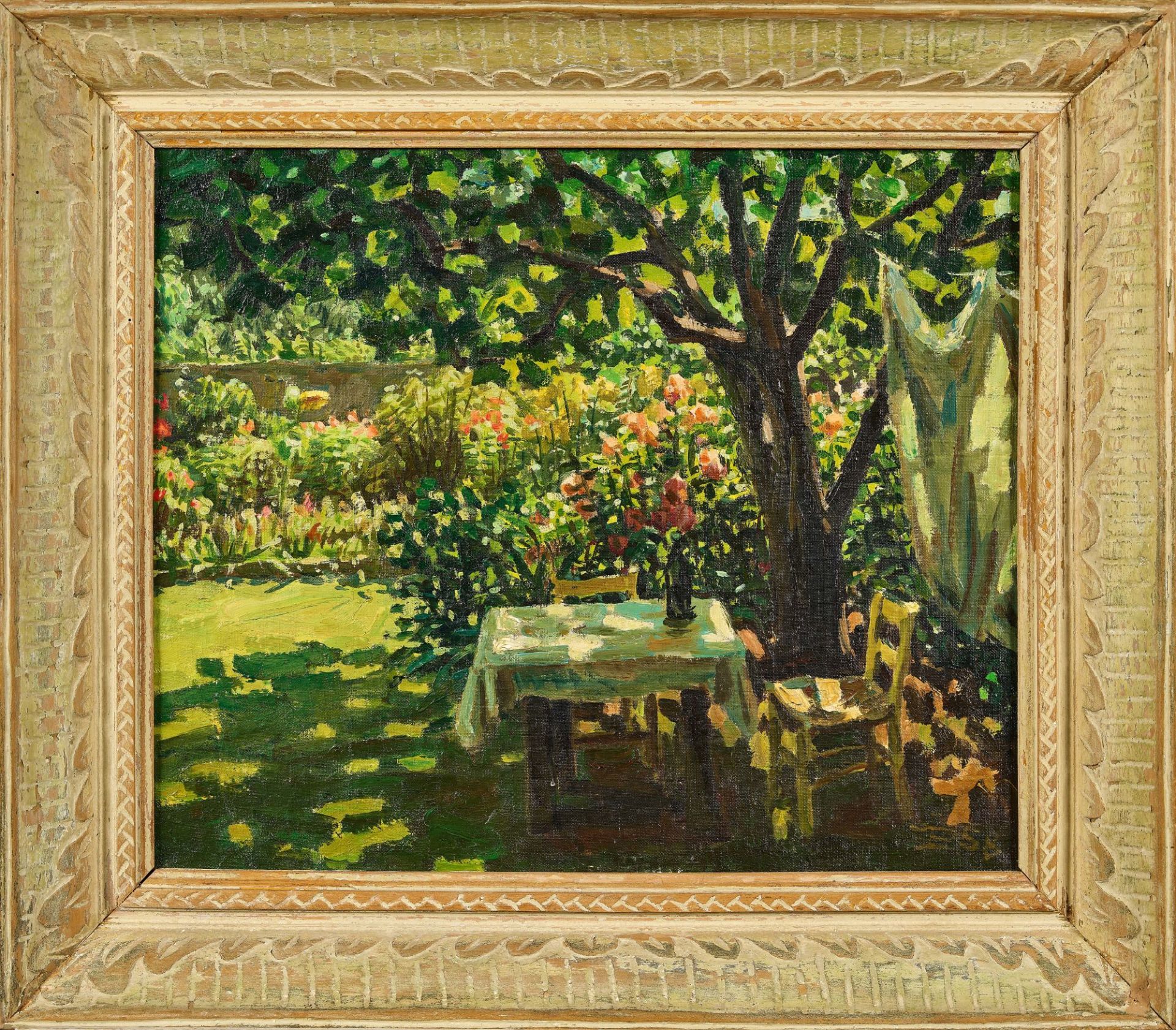EPPER, IGNAZ: Sonniger Garten mit Tisch. - Bild 2 aus 2