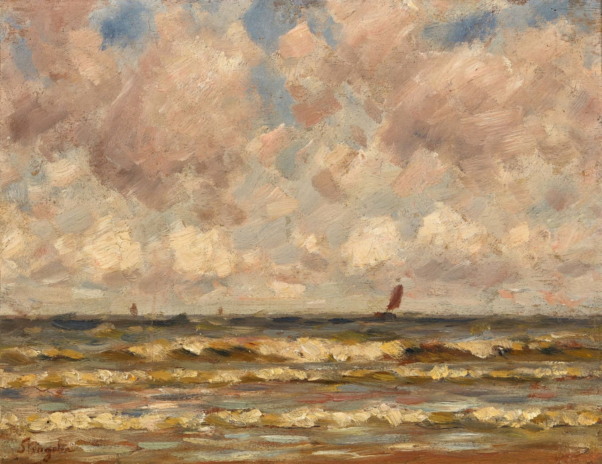 STENGELIN, ALPHONSE (STENGELIN VAN KATWIJK): Segelschiffe auf See.