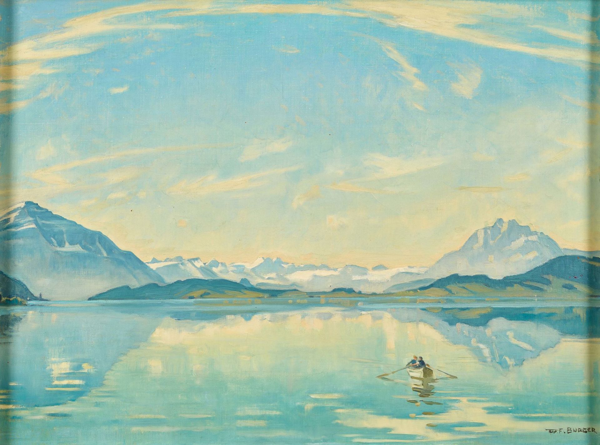 BURGER, WILLY (EIGTL. WILHELM FRIEDRICH): "Zugersee mit Rigi und Pilatus".