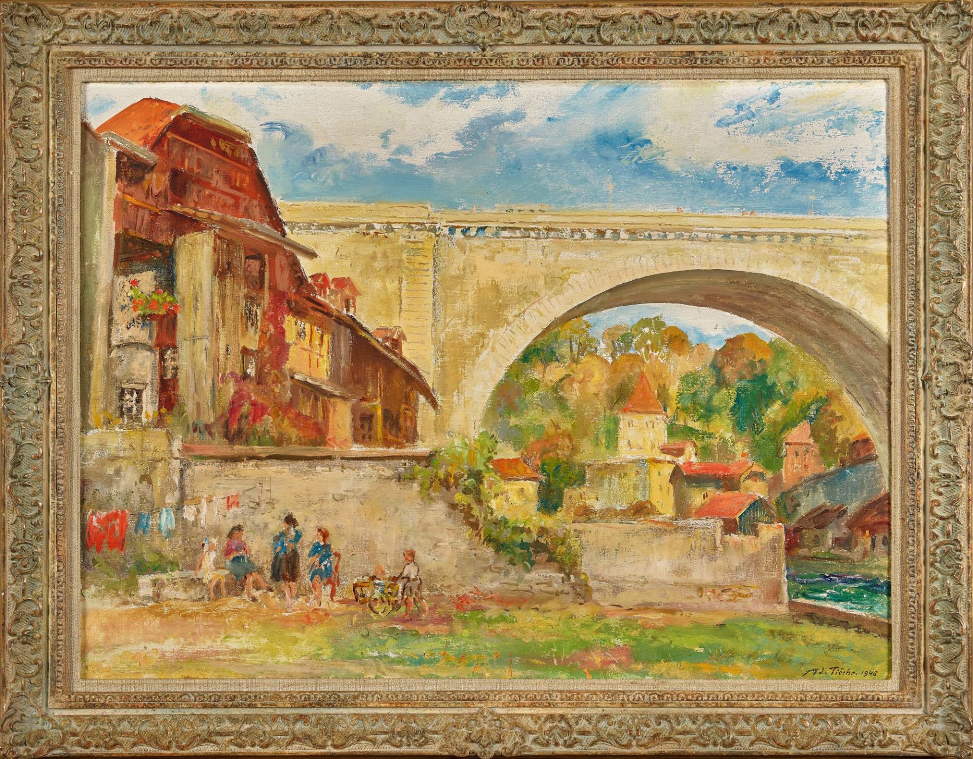 TIÈCHE, ADOLF: Die Nydeggbrücke in Bern mit dem Untertorturm (Felsenburg). - Image 2 of 2