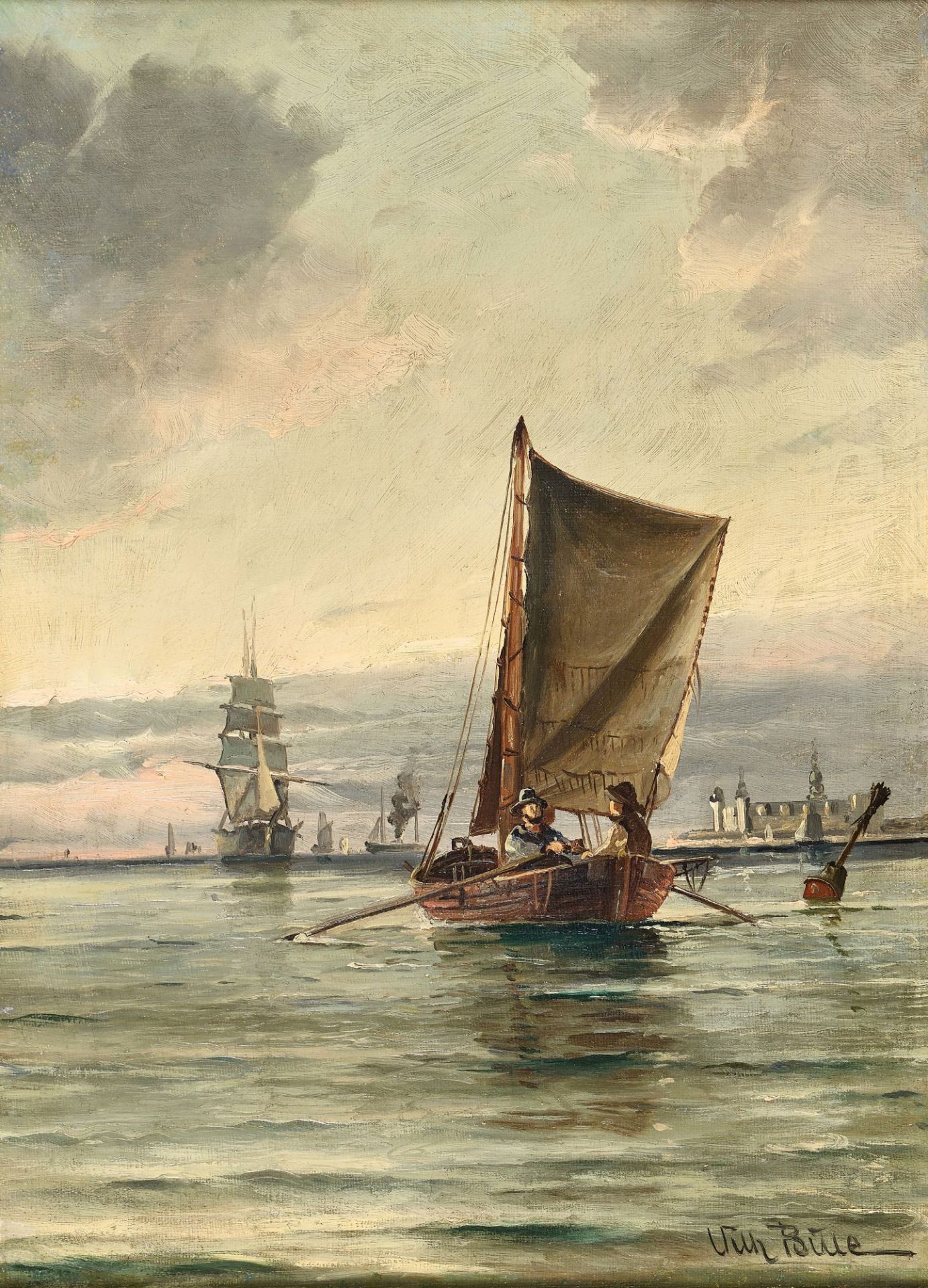 BILLE, VILHELM VICTOR: Segelschiffe auf ruhiger See.