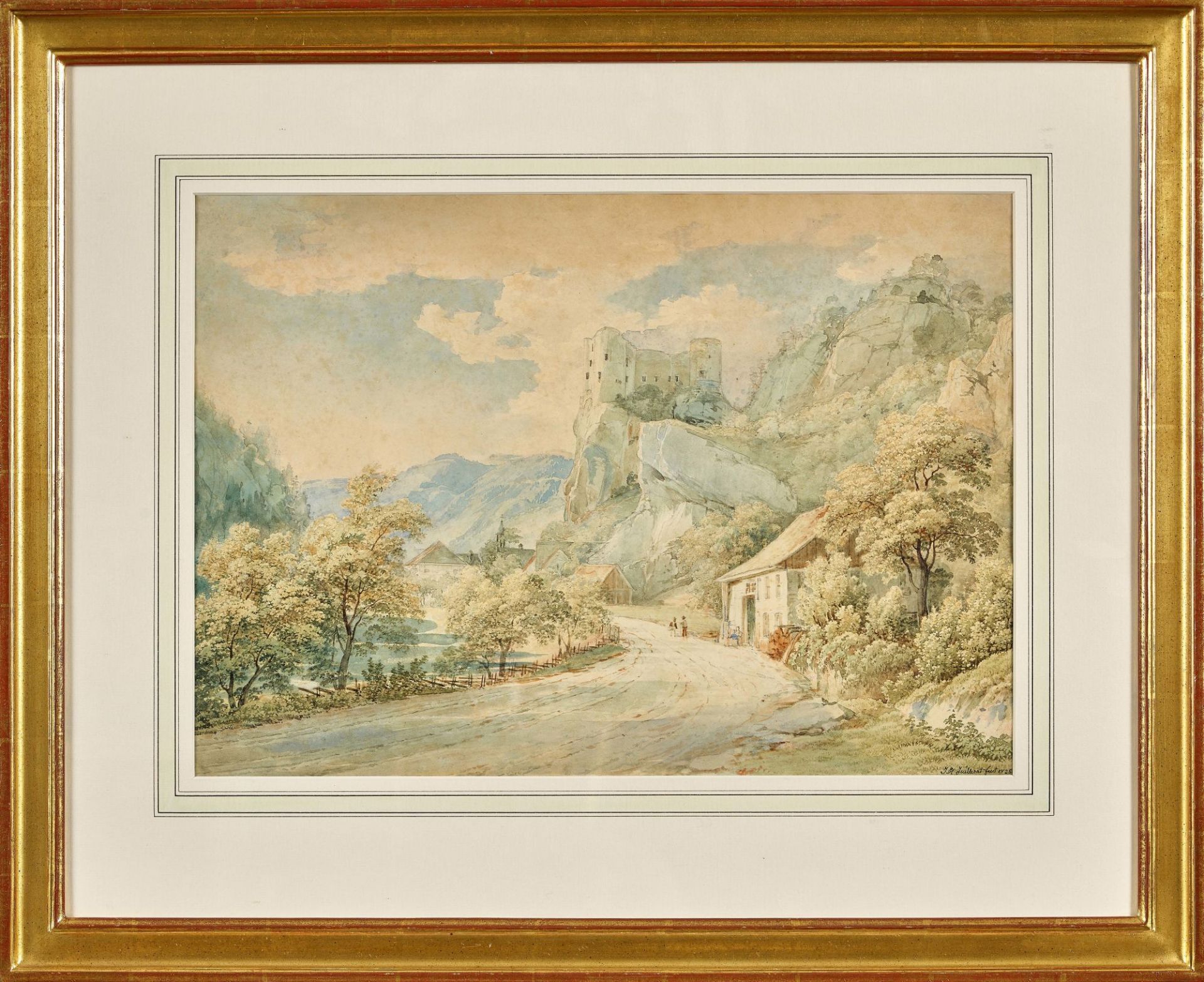 JUILLERAT, JACQUES-HENRI: Gebirgslandschaft mit Burgruine. - Image 2 of 2