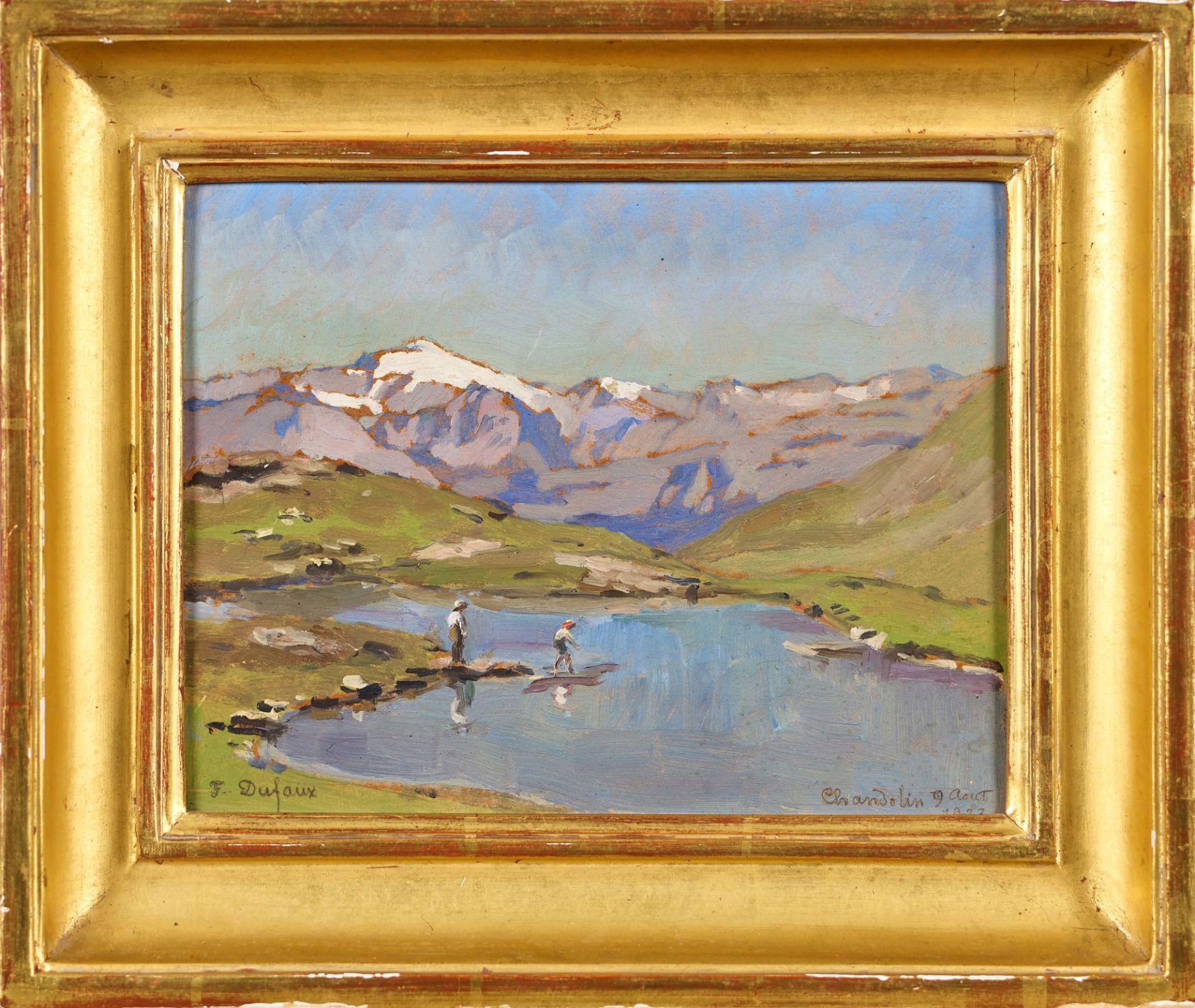 DUFAUX, AUGUSTE FRÉDÉRIC: Bergsee bei Chandolin. - Bild 2 aus 2