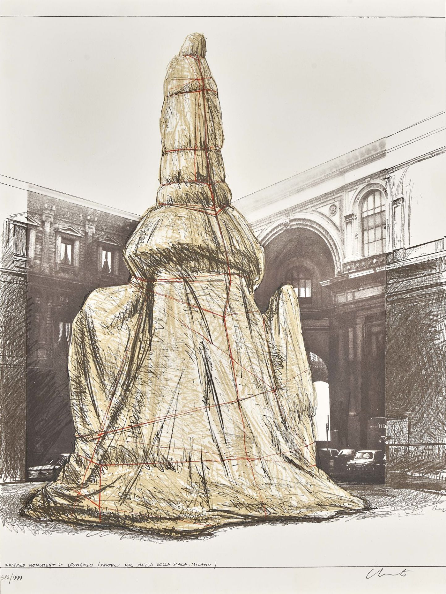 CHRISTO (EIGTL. JAVACHEFF, CHRISTO): "Wrapped Monument to Leonardo".