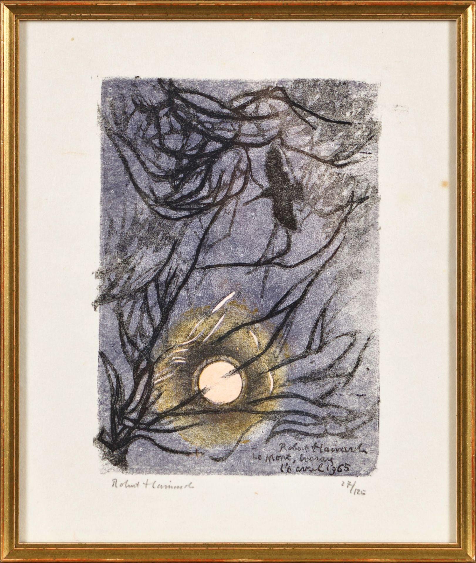 HAINARD, ROBERT: "Bécasse et pleine lune". - Bild 2 aus 2