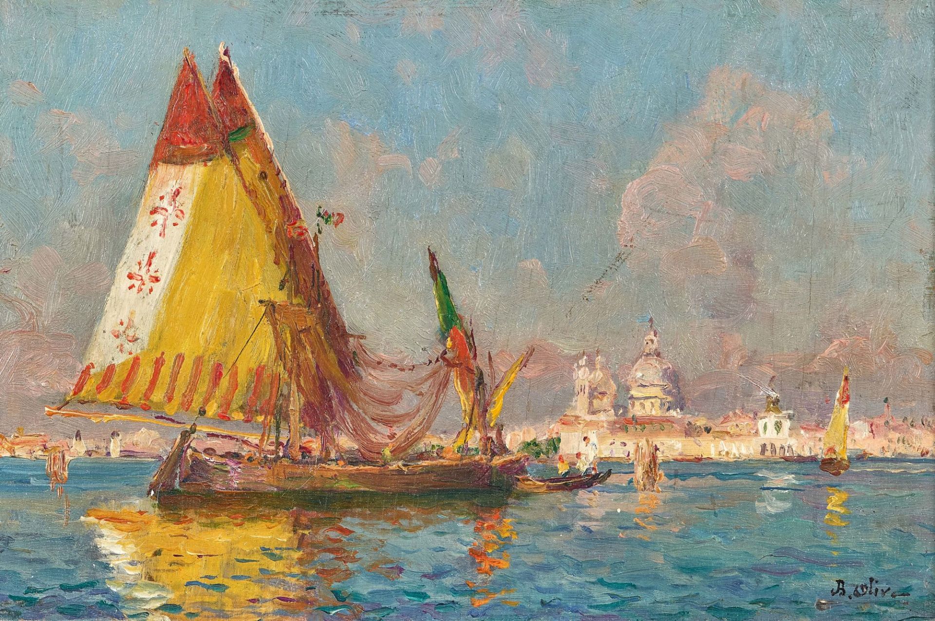 OLIVE, JEAN-BAPTISTE JOSEPH: Segelschiff vor Venedig.